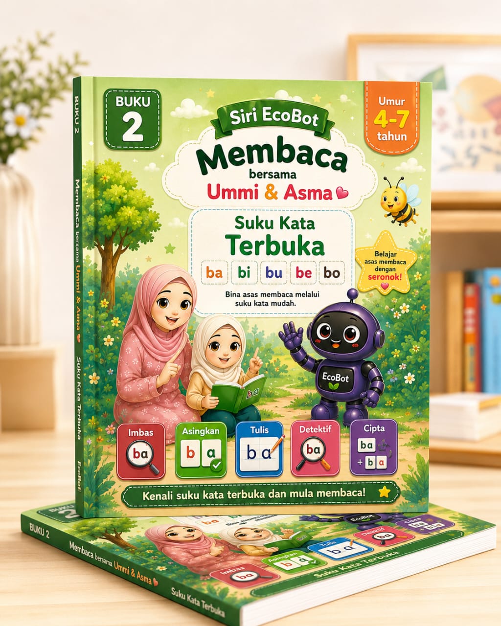 Buku Fizikal 2 Siri EcoBot — Membaca bersama Ummi & Asma, Suku Kata Terbuka